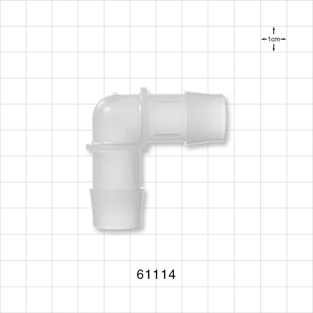 Elbow Connector, Barbed, Natural - Fits 3/4 inch ID Tubing (0.75 inch, 19.05 mm) - 61114