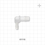 Elbow Connector, Barbed, Natural - Fits 1/2 inch ID x 1/4 inch ID Tubing (0.5 inch x 0.25 inch, 12.7 mm x 6.35 mm) - 61116