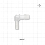 Elbow Connector, Barbed, Natural - Fits 1/2 inch ID x 3/8 inch ID Tubing (0.5 inch x 0.375 inch, 12.7 mm x 9.53 mm) - 61117