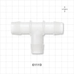 T Connector, Barbed, Natural - Fits 3/4 inch ID Tubing (0.75 inch, 19.05 mm) - 61119