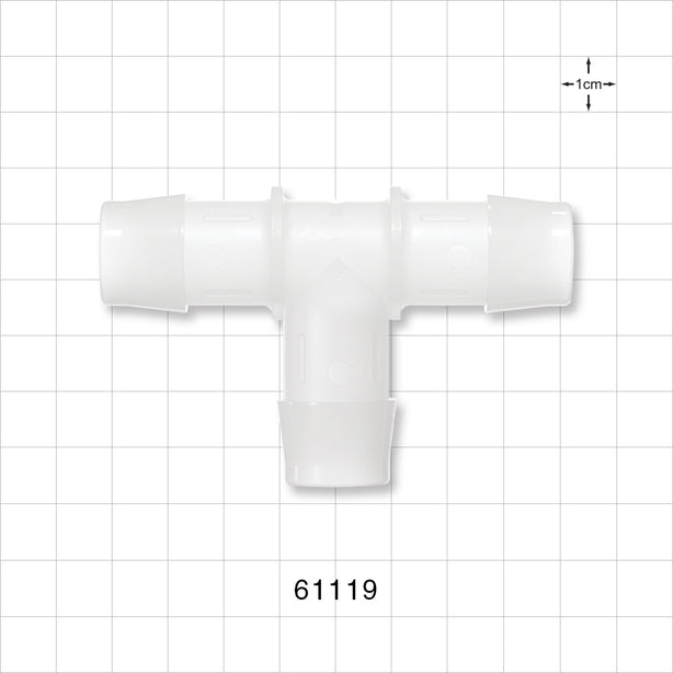 T Connector, Barbed, Natural - Fits 3/4 inch ID Tubing (0.75 inch, 19.05 mm) - 61119
