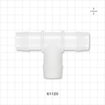 T Connector, Barbed, Natural - Fits 1 inch ID Tubing (1 inch, 25.4 mm) - 61120