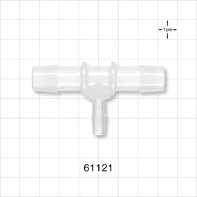 T Connector, Reducer, Barbed, Natural - Fits 1/2 inch ID Tubing (0.5 inch, 12.7 mm); Fits 1/4 inch ID Tubing (0.25 inch, 6.35 mm) - 61121
