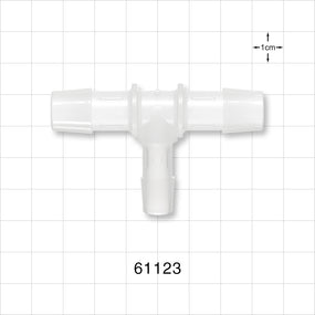 T Connector, Reducer, Barbed, Natural - Fits 1/2 inch ID (0.5 inch, 12.7 mm); 3/8 inch ID Tubing (0.375 inch, 9.53 mm) - 61123