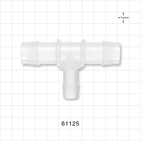 T Connector, Reducer, Barbed, Natural - Fits 3/4 inch ID Tubing (0.75 inch, 19.05 mm); Fits 1/2 inch ID Tubing (0.5 inch, 12.7 mm) - 61125
