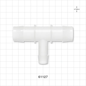 T Connector, Reducer, Barbed, Natural - Fits 1 inch ID Tubing (1 inch, 25.4 mm) Fits 5/8 inch ID Tubing (0.625 inch, 15.88 mm) - 61127