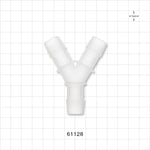 Y Connector, Barbed, Natural - Fits 5/8 inch ID Tubing (0.625 inch, 15.88 mm) - 61128