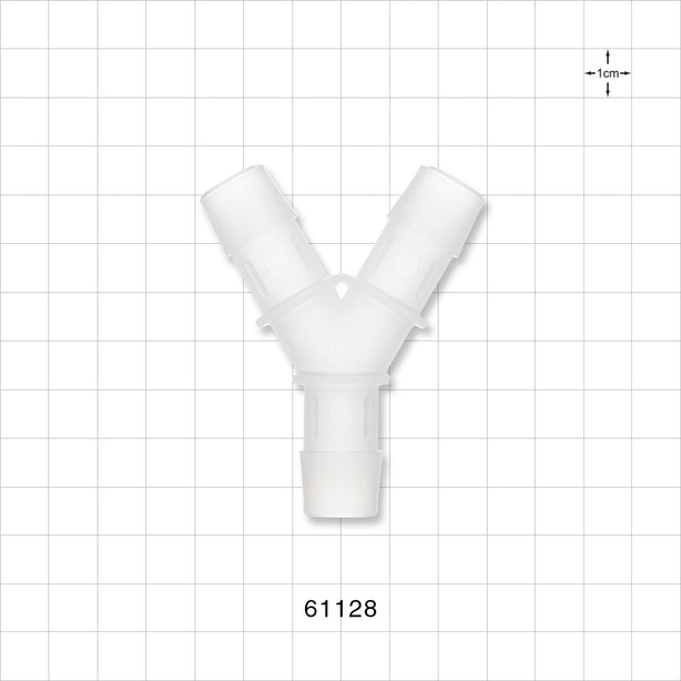 Y Connector, Barbed, Natural - Fits 5/8 inch ID Tubing (0.625 inch, 15.88 mm) - 61128