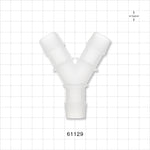 Y Connector, Barbed, Natural - Fits 3/4 inch ID Tubing (0.75 inch, 19.05 mm) - 61129