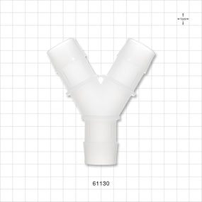 Y Connector, Barbed, Natural - Fits 1 inch ID Tubing (1 inch, 25.4 mm) - 61130