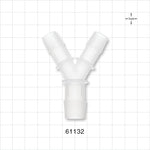 Y Connector, Reducer, Barbed, Natural - Fits 5/8 inch ID Tubing (0.625 inch, 15.88 mm); Fits 1/2 inch ID Tubing (0.5 inch, 12.7 mm) - 61132