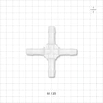 Cross Connector, Barbed - Fits 3/8 inch ID Tubing (0.375 inch, 9.53 mm) - 61135