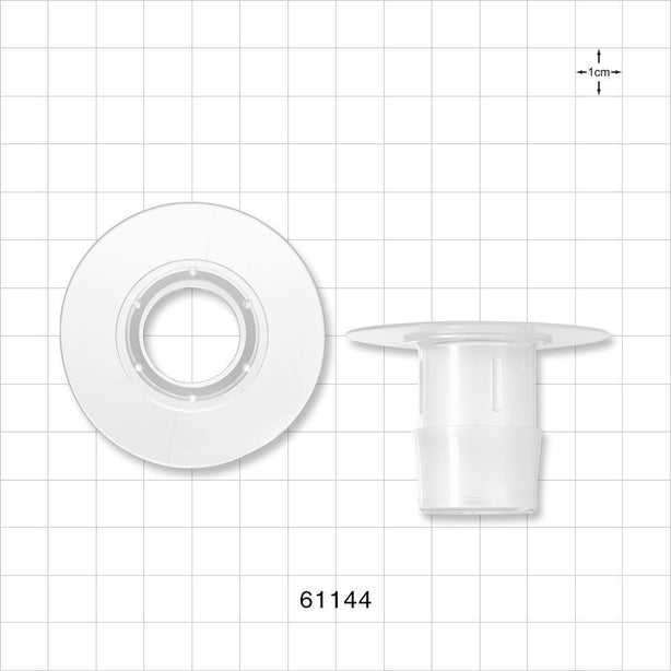 Bag Port Flange with Dimples, Barbed, Natural - Fits 1 inch ID Tubing (25.4 mm) - 61144