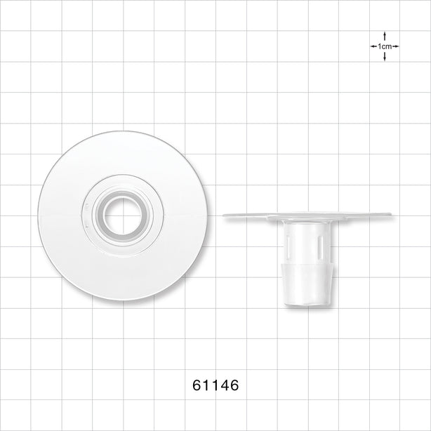 Bag Port Flange with Flat Plate, Barbed, Natural - Fits 5/8 inch ID Tubing (0.625 inch, 15.88 mm) - 61146