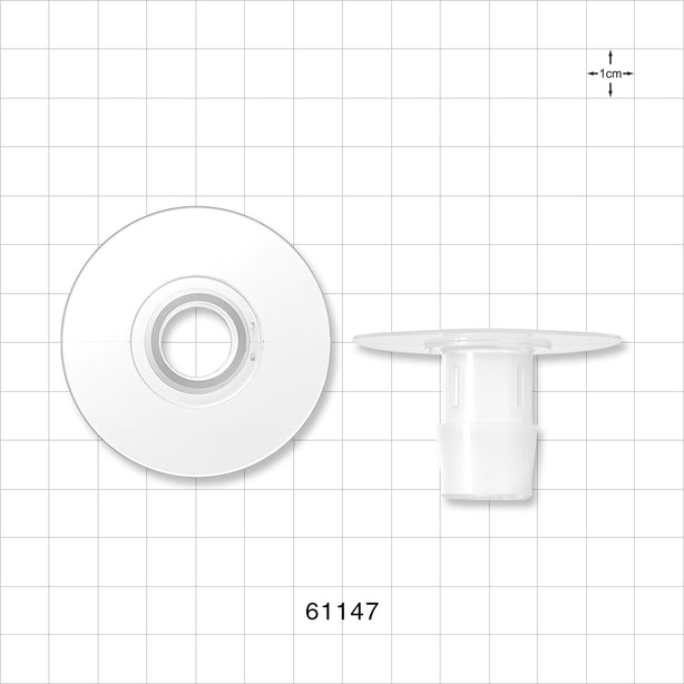 Bag Port Flange with Flat Plate, Barbed, Natural - Fits 3/4 inch ID Tubing (0.75 inch, 19.05 mm) - 61147