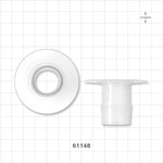 Bag Port Flange with Flat Plate, Barbed, Natural - Fits 1 inch ID Tubing (25.4 mm) - 61148
