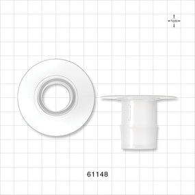 Bag Port Flange with Flat Plate, Barbed, Natural - Fits 1 inch ID Tubing (25.4 mm) - 61148