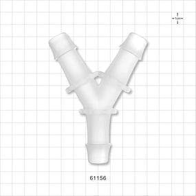 Y Connector, Barbed, Natural - Fits 3/4 inch ID Tubing (0.75 inch, 19.05 mm) - 61156