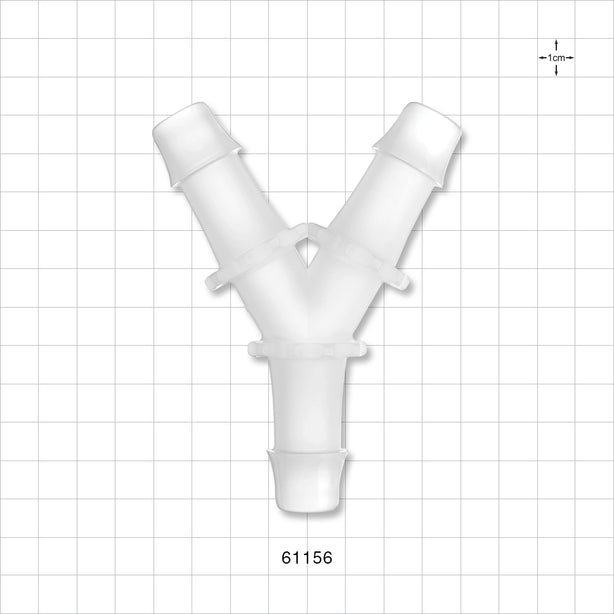 Y Connector, Barbed, Natural - Fits 3/4 inch ID Tubing (0.75 inch, 19.05 mm) - 61156
