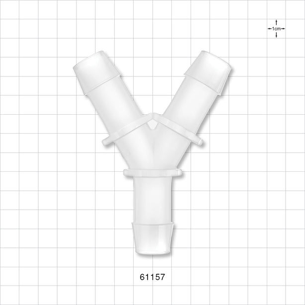 Y Connector, Barbed, Natural - Fits 3/4 inch ID Tubing (0.75 inch, 19.05 mm) - 61157