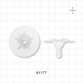 Bag Port Flange with Ribbed Base, Barbed, Natural - Fits 1/4 inch ID Tubing (0.25 inch, 6.35 mm) - 61177
