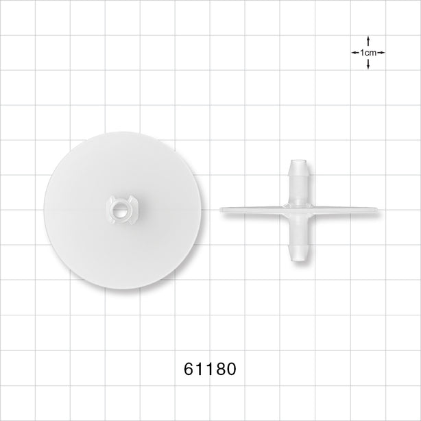 Bag Port Flange with Opposable Barbs, Natural - Fits 3/16 inch ID Tubing (0.188 inch, 4.76 mm) - 61180