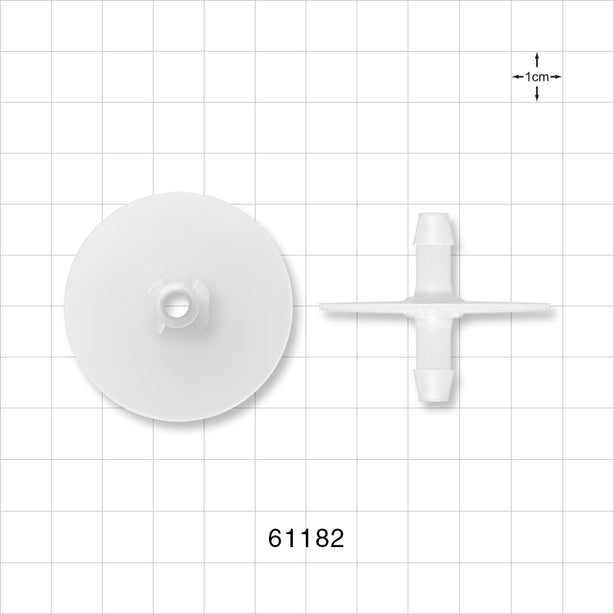 Bag Port Flange with Opposable Barbs, Natural - Fits 1/4 inch ID Tubing (0.25 inch, 6.35 mm) - 61182