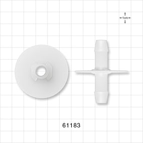 Bag Port Flange with Opposable Barbs, Natural - Fits 3/8 inch ID Tubing (0.375 inch, 9.53 mm) - 61183