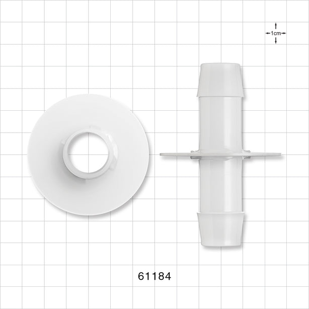 Bag Port Flange with Opposable Barbs, Natural - Fits 3/4 inch ID Tubing (0.75 inch, 19.05 mm) - 61184