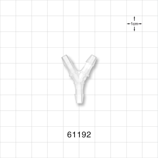 Y Connector, Barbed, Natural - Fits 5/32 inch ID Tubing (0.156 inch, 3.97 mm) - 61192