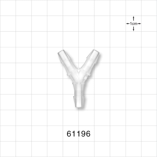 Y Connector, Barbed, Natural - Fits 3/16 inch ID Tubing (0.188 inch, 4.76 mm) - 61196