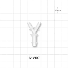 Y Connector, Reducer, Barbed, Natural - Fits 1/8 inch ID Tubing (0.125 inch, 3.18 mm); Fits 1/4 inch ID Tubing (0.25 inch, 6.35 mm) - 61200