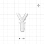 Y Connector, Reducer, Barbed, Natural - Fits 1/4 inch ID Tubing (0.25 inch, 6.35 mm); Fits 3/8 inch (0.375 inch, x 9.53 mm) - 61201