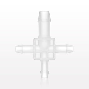 Cross Connector, Barbed - Fits 3/8 inch ID x 1/4 inch ID x 1/4 inch ID  x 1/4 inch ID Tubing (0.375 inch x 0.25 inch x 0.25 inch x 0.25 inch, 9.53 mm x 6.35 mm x 6.35 mm x 6.35 mm) - 61202