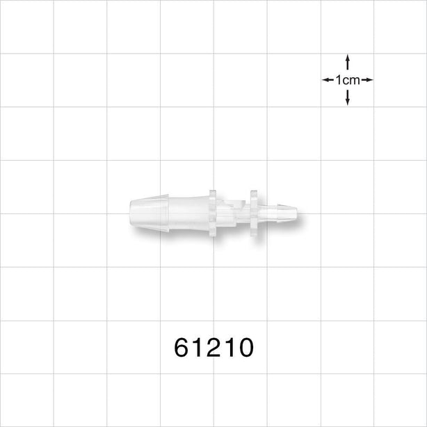 Straight Connector, Reducer, Barbed, Natural - Fits 3/16 inch x 3/32 inch ID Tubing (0.188 inch x 0.094 inch, 4.76 mm x 2.38 mm) - 61210