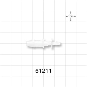 Straight Connector, Reducer, Barbed, Natural - Fits 3/16 inch x 3/32 inch ID Tubing (0.188 inch x 0.094 inch, 4.76 mm x 2.38 mm) - 61211