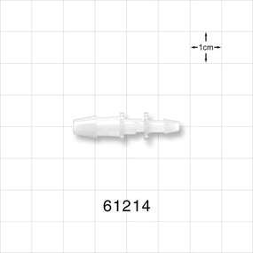 Straight Connector, Reducer, Barbed, Natural - Fits 3/16 inch x 3/32 inch ID Tubing (0.188 inch x 0.094 inch, 4.76 mm x 2.38 mm) - 61214