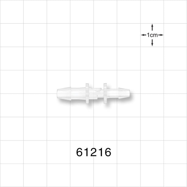 Straight Connector, Reducer, Barbed, Natural - Fits 5/32 inch ID Tubing x 1/8 inch ID Tubing (0.156 inch x 0.125 inch, 3.97 mm x 3.2 mm) - 61216