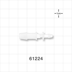 Straight Connector, Reducer, Barbed, Natural - Fits 1/4 inch ID x 1/8 inch ID Tubing (0.25 inch x 0.125 inch, 6.35 mm x 3.18 mm) - 61224