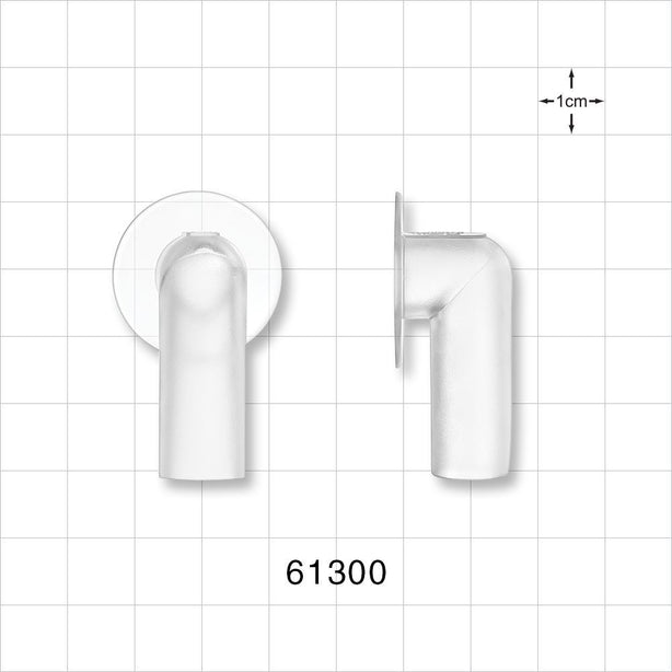 Bag Port Flange with Flat Plate, Elbow, Natural - 0.375 inch ID / 0.5 inch OD, 1 inch Flange (9.53 mm ID / 12.7 mm OD, 25.4 mm Flange) - 61300