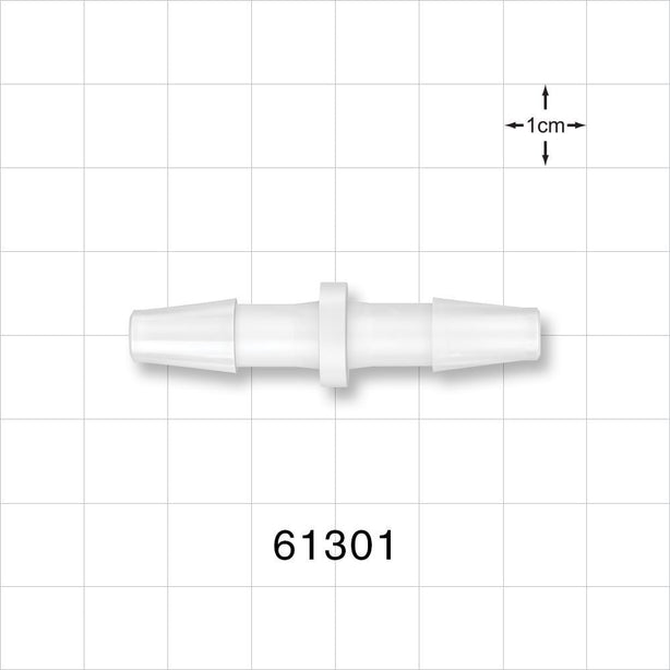 Straight Connector, Barbed, Natural - Fits 1/4 inch ID Tubing (0.25 inch, 6.35 mm) - 61301