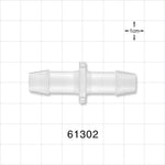 Straight Connector, Barbed, Natural - Fits 3/8 inch ID Tubing (0.375 inch, 9.53 mm) - 61302