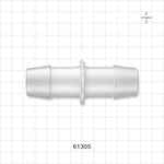 Straight Connector, Barbed, Natural - Fits 1 inch ID Tubing (25.4 mm) - 61305