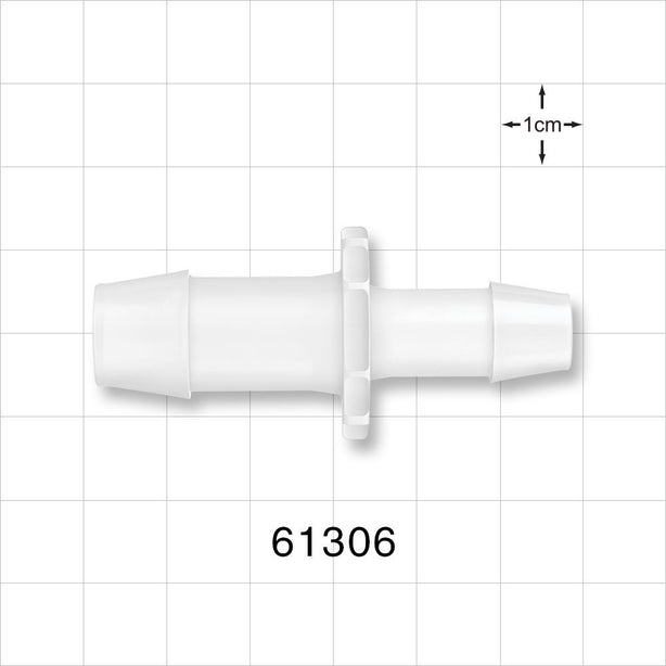 Straight Connector, Reducer, Barbed, Natural - Fits 1/2 inch x 3/8 inch ID Tubing (0.5 inch x 0.375 inch, 12.7 mm x 9.53 mm) - 61306