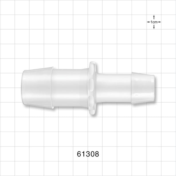 Straight Connector, Reducer, Barbed, Natural - Fits 1 inch x 3/4 inch ID Tubing (1 inch x 0.75 inch, 25.4 mm x 19.05 mm) - 61308