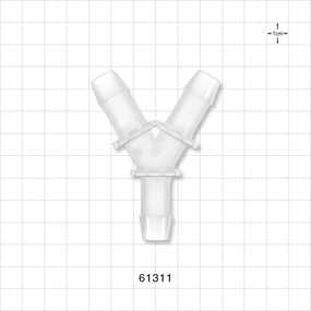 Y Connector, Barbed, Natural - Fits 1/2 inch ID Tubing (0.5 inch, 12.7 mm) - 61311