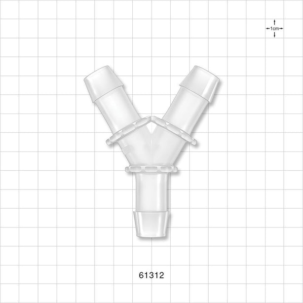 Y Connector, Barbed, Natural - Fits 5/8 inch ID Tubing (0.625 inch, 15.88 mm) - 61312