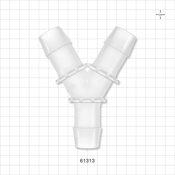 Y Connector, Barbed, Natural - Fits 1 inch ID Tubing (1 inch, 25.4 mm) - 61313