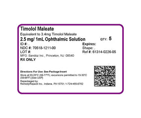 Timolol Maleate Ophthalmic Solution - 61314-0226-05 - 1 Each - MDL-61314-226-05