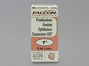 Alcon Labs Suspension Prednisolone Acetate 1% Ophthalmic Suspenion, 5 mL - 61314-0637-05 - 1 Each